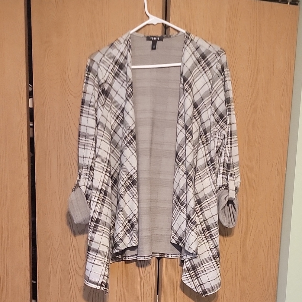 Plaid Open Front Cardigan